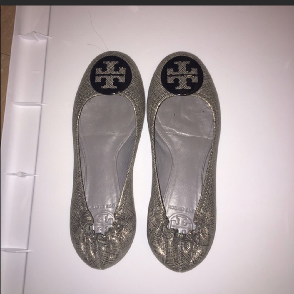 Tory Burch Silver Reva Flats